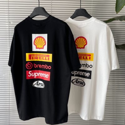 Premium Quality Supreme Short Sleeves Black Cotton Logo Collection