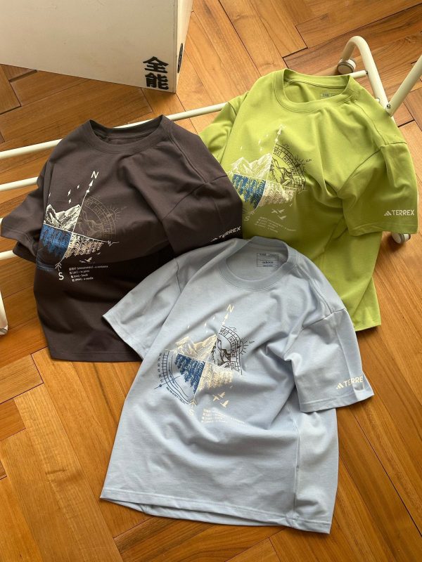 High Quality Adidas Short Sleeves Blue Cotton Logo Style