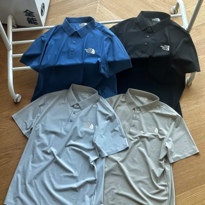 Luxury The North Face Short-Sleeved Shirts Black Silk Casual Style