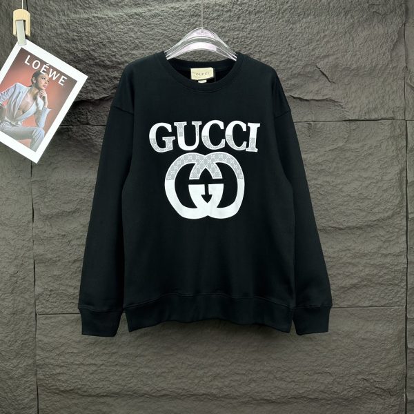 High Quality Gucci Sweatshirts Black Logo Collection