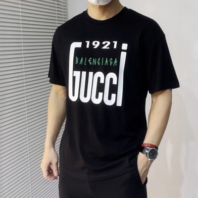High Quality Gucci Short Sleeves Black Washed Collection