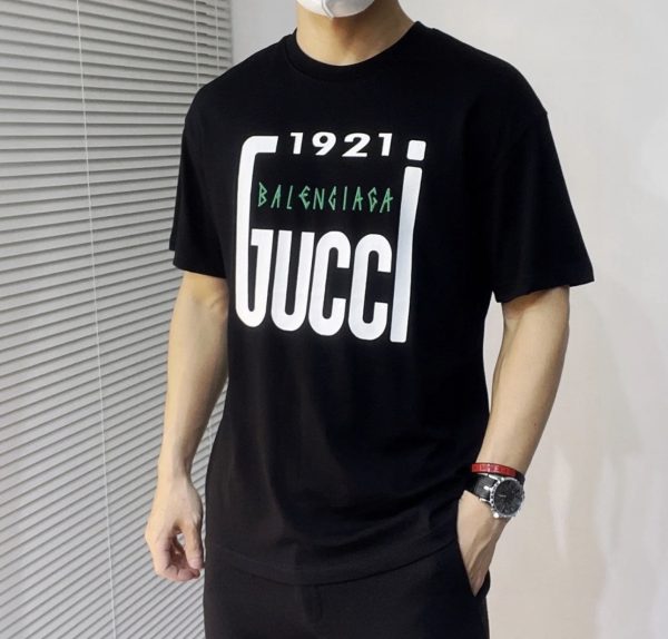High Quality Gucci Short Sleeves Black Washed Collection