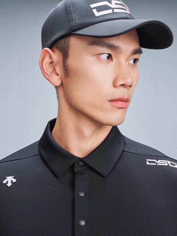 High Quality Descente Short-Sleeved Black Silk Breathable Style