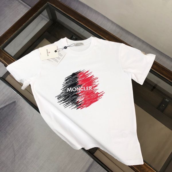 Luxury Moncler Short Sleeves Black Cotton Print Collection