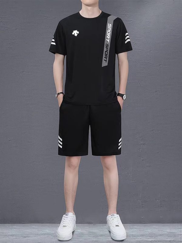 High Quality Descente Short-Sleeved Shirt Black Silk Casual Collection