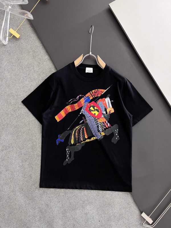 Luxury Burberry Short Sleeves Black Silk Style