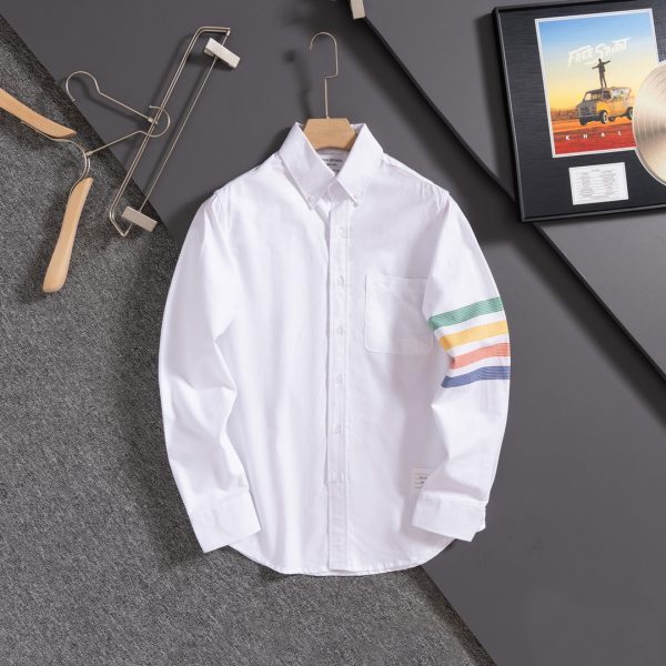 Luxury Thom Browne Shirt Grey Stripe Collection