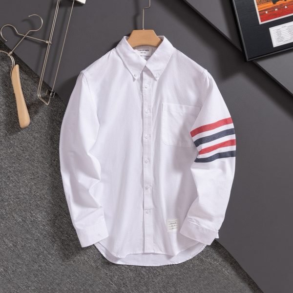 High Quality Thom Browne Long Sleeves Red Cotton Striped Style
