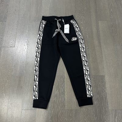 Luxury Dior Trousers Black Leather Embroidered Collection