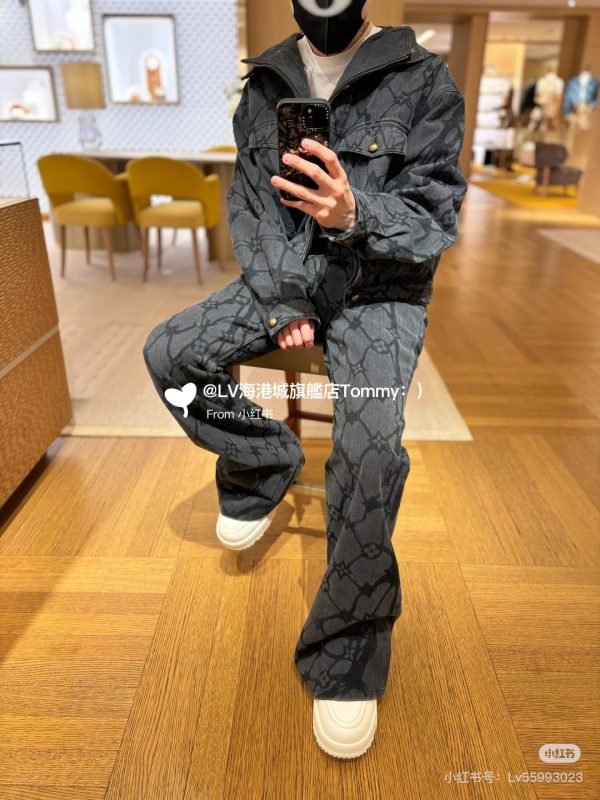 High Quality Louis Vuitton Jeans Black Denim Jacquard Collection