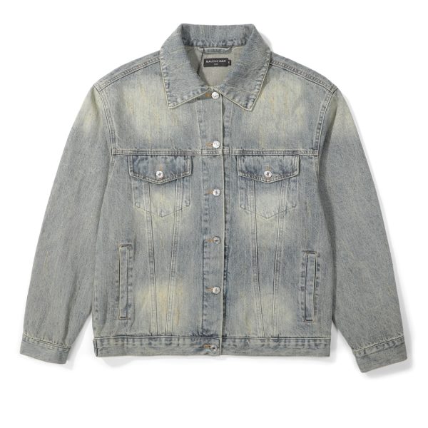 Luxury Balenciaga Coats Blue Denim Rhinestone Style