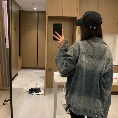 Premium Quality Balenciaga Coats Blue Denim Rhinestone Collection