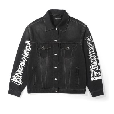 Luxury Balenciaga Jacket Black Denim Breathable Style