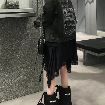 Premium Balenciaga Jacket Black Denim Breathable Luxury