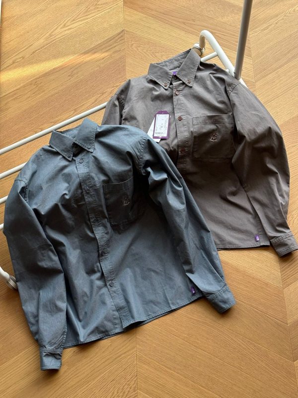 Premium Quality The North Face Long Sleeves Purple Cotton Embroidered Style