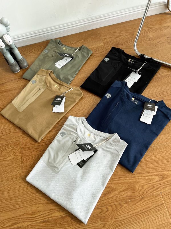 Best Selling Descente Short Sleeves Black Nylon Breathable Collection