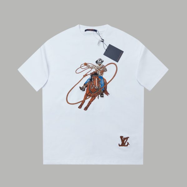Premium Quality Louis Vuitton Short Sleeves Denim Embroidery Style