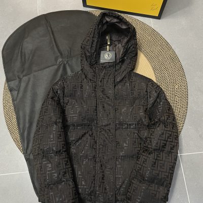 Luxury Fendi Down Jackets Brown Knit Monogram Luxury
