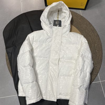 High Quality Fendi Down Jackets White Knit Monogram Luxury
