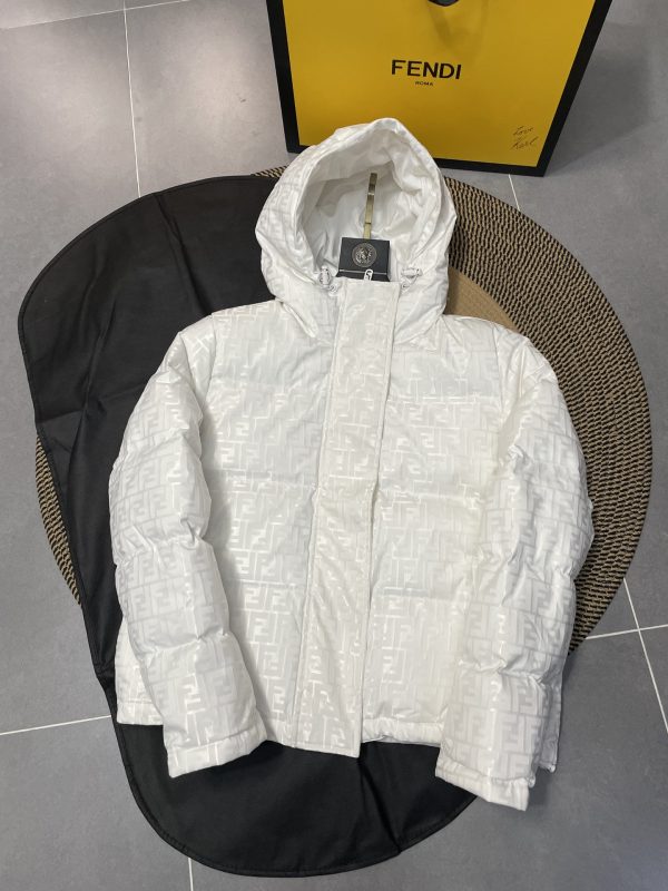 High Quality Fendi Down Jackets White Knit Monogram Luxury