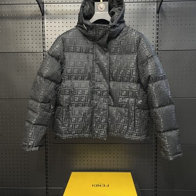 Best Selling Fendi Down Jackets Black Knit Monogram Collection