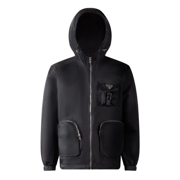 Premium Prada Coat Black Nylon Solid Style