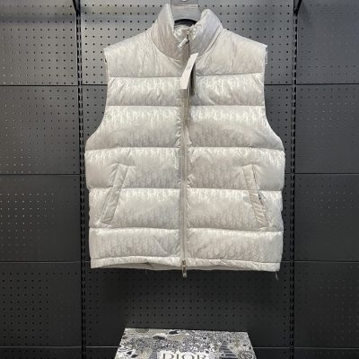 Best Selling Dior Down Jackets Silver Leather Print Luxury
