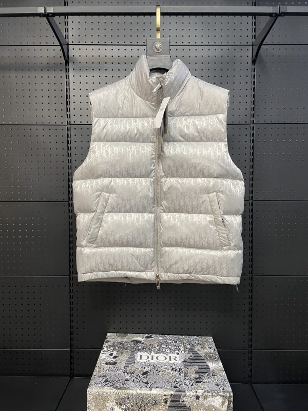 Best Selling Dior Down Jackets Silver Leather Print Luxury