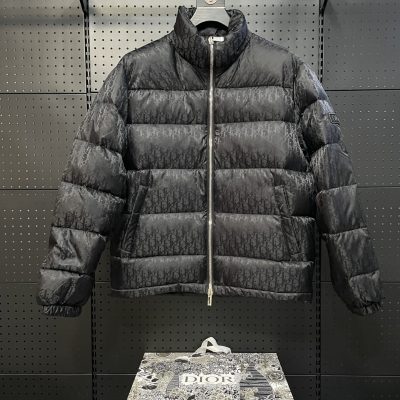 Premium Dior Jackets Black Satin Monogram Collection