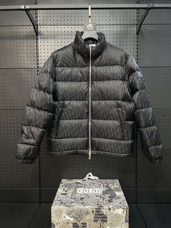 Premium Dior Jackets Black Satin Monogram Collection