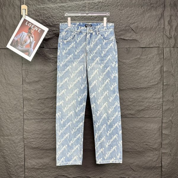Premium Quality Balenciaga Jeans Blue Washed Style