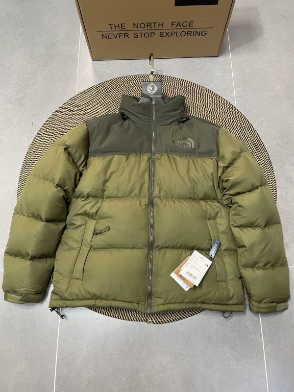 Premium Quality The North Face Down Jackets Green Patchwork Luxury