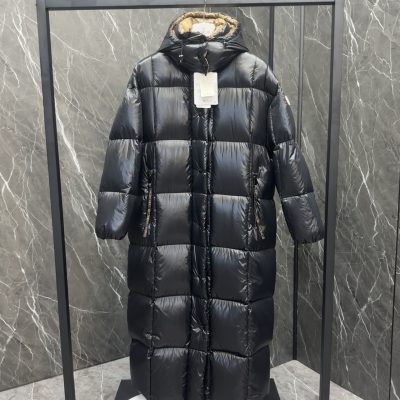 Luxury Moncler Coats Black Nylon Graphic Style