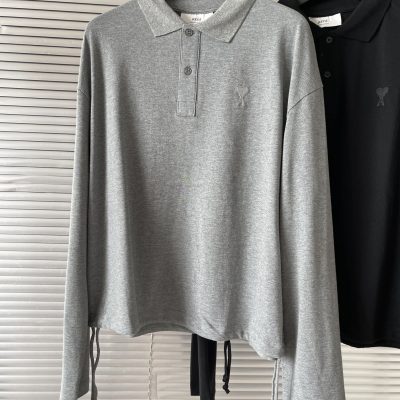 Premium Quality Ami Long Sleeves Black Cotton Logo Collection