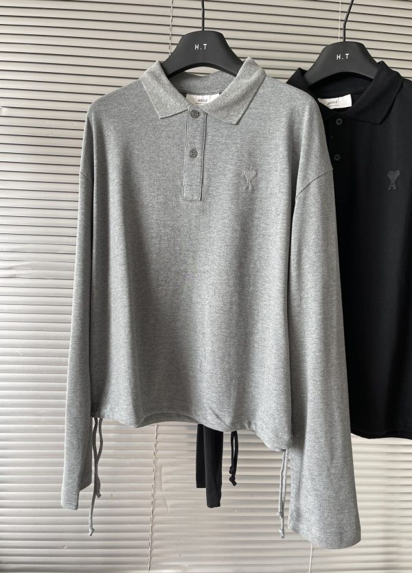 Premium Quality Ami Long Sleeves Black Cotton Logo Collection