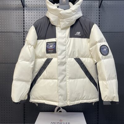 Luxury New Balance Down Jacket White Nylon Embroidery Style