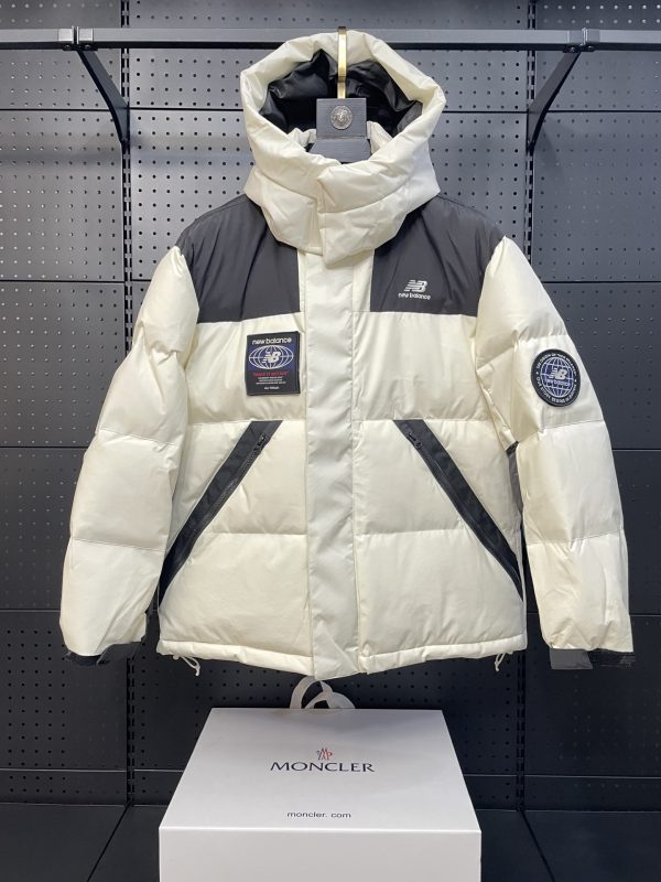 Luxury New Balance Down Jacket White Nylon Embroidery Style