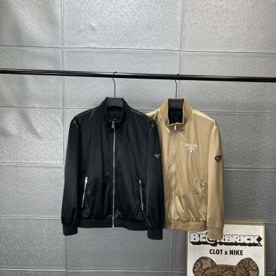 Premium Prada Coat Black Leather Logo Collection