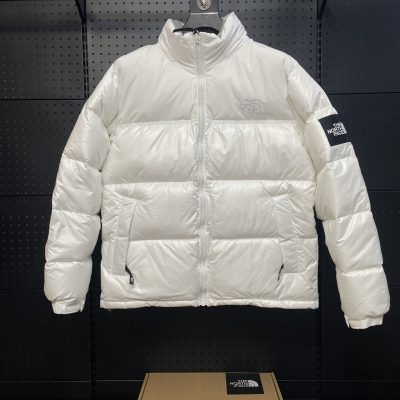Luxury The North Face Down Jacket White Nylon Plaid Style