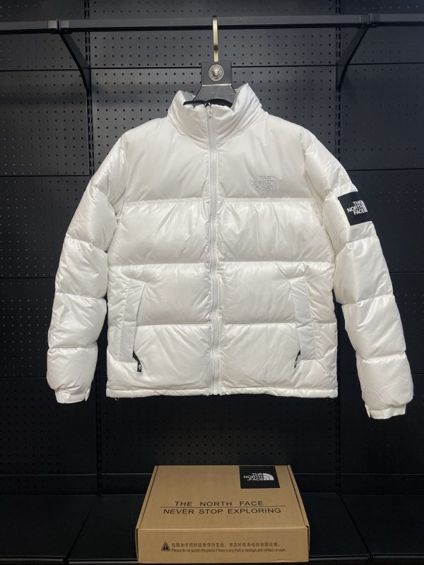 Luxury The North Face Down Jacket White Nylon Plaid Style