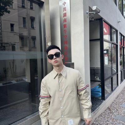 Luxury Thom Browne Shirt Black Cotton Logo Luxury