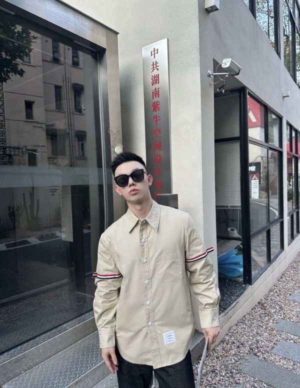 Luxury Thom Browne Shirt Black Cotton Logo Luxury