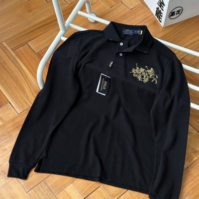 Best Selling Ralph Lauren Polo Shirt Black Cotton Embroidered Style
