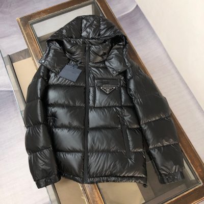 Premium Prada Down Jacket Black Cotton Breathable Luxury