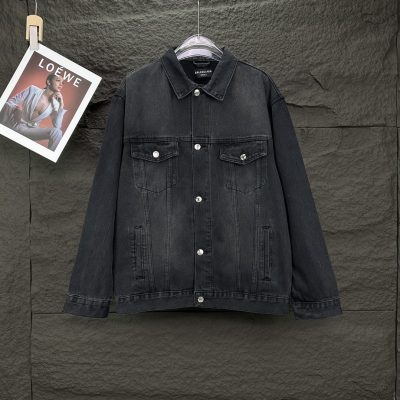 Premium Balenciaga Jackets Black Denim Washed Style