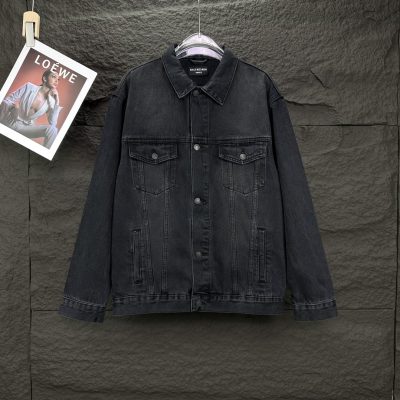 High Quality Balenciaga Jackets Black Denim Washed Luxury