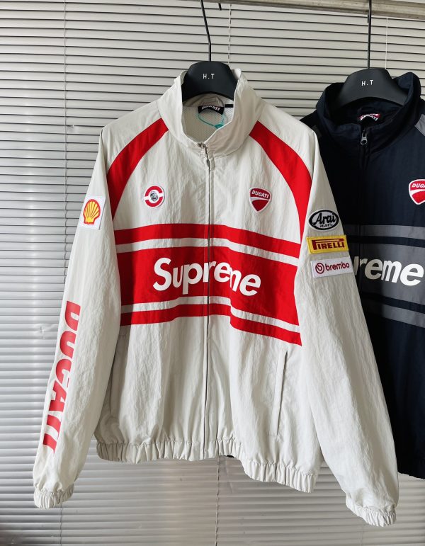 High Quality Supreme Jackets Red Nylon Embroidered Luxury