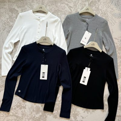 Best Selling Lululemon Long Sleeves Black Knit Elegant Style