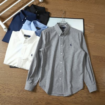 High Quality Ralph Lauren Long Sleeves Navy Cotton Solid Style