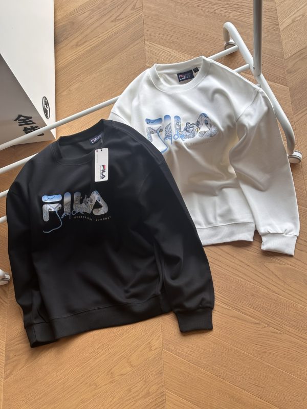 High Quality Fila Sweatshirts Black Cotton Print Luxury